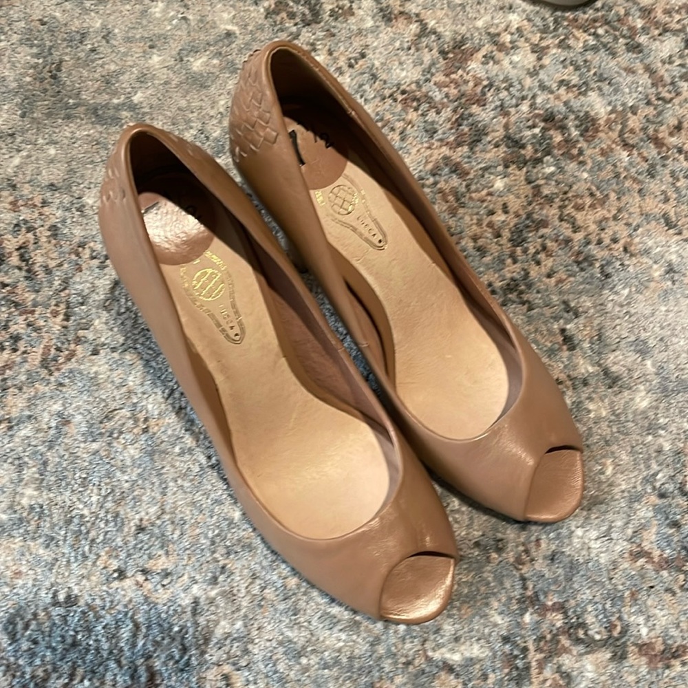 Elliot Lucca open toe heels.